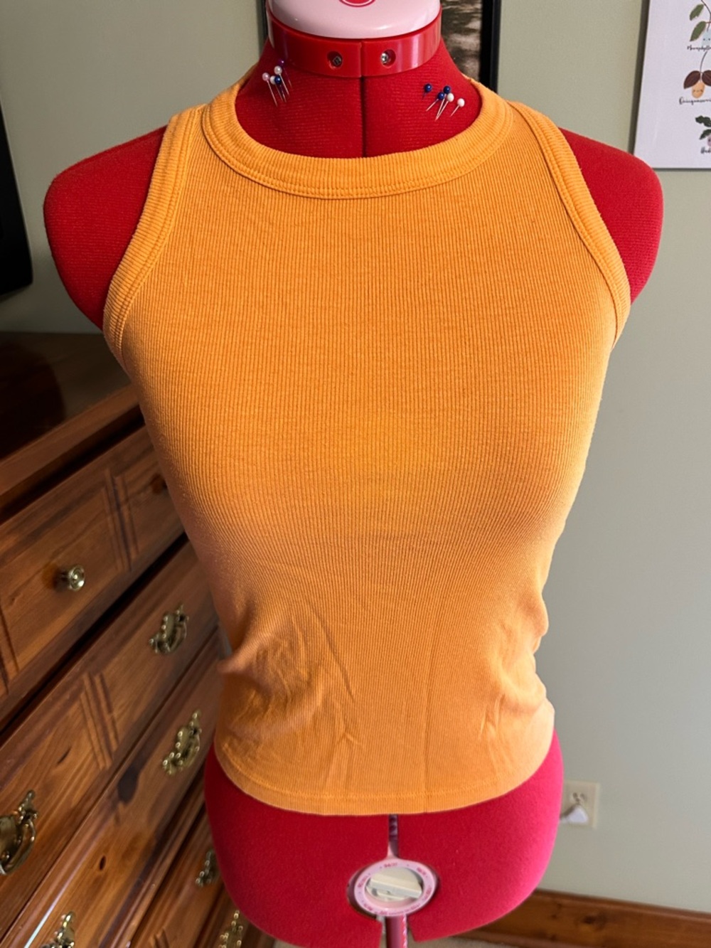 Rachel Zoe Orange Ribbed Tank Top